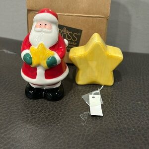 Russ A Celebration of the Season Santa & Star Ceramic Salt&Pepper Shakers 22013